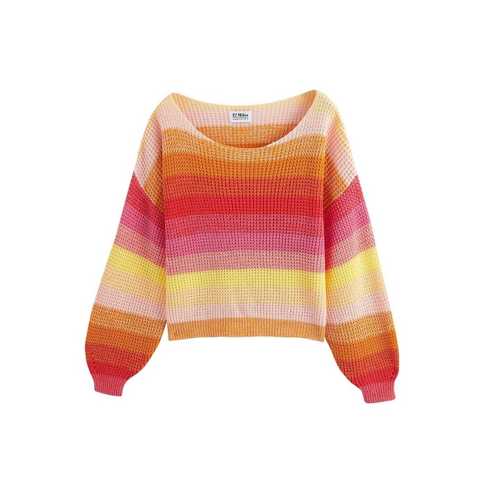 27 Miles Malibu Kehlani Pullover Sweater in Sunrise Stripe Size XS Beach